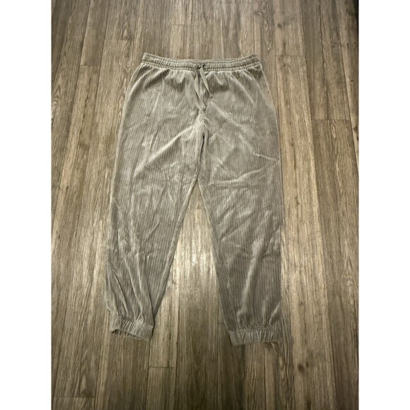 H&M Ribbed velour joggers‎ pants Khaki Green Size L - Picture 1 of 10